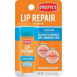 Item 704886, O'Keeffe's cooling relief lip repair lip balm. Cools on contact.