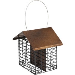 Item 705290, Double suet cake feeder is made of iron and wire with a stainless wire 