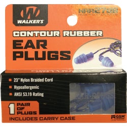 Item 705606, Contour rubber, corded ear plugs. Features a 23-inch nylon braided cord.