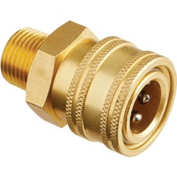 Item 705643, 3/8 In. MNPT brass socket quick coupler.
