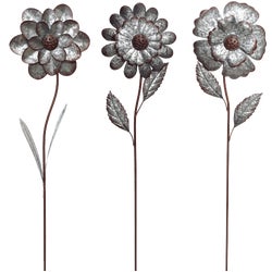 Item 705805, Flower metal garden stake. Ideal to decorate any lawn or landscaping.