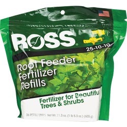 Item 705849, Root feeder fertilizer refills. Produces beautiful trees and shrubs.