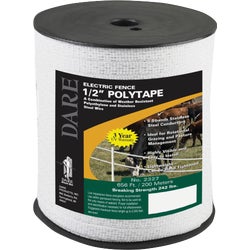 Item 706973, Electric fence poly tape. Highly visible, lightweight, and easy to use.