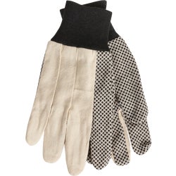 Item 708461, White canvas glove with black PVC (polyvinyl chloride) dotted durable-sure 