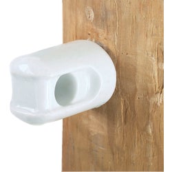 Item 708542, Porcelain insulator with lag bolt. Use for line and corners.