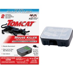 Item 708836, Tomcat Mouse Killer child resistant, disposable station.