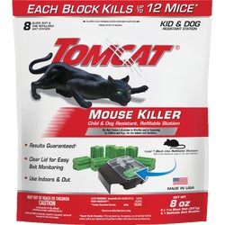 Item 708915, Child and dog resistant mouse killer refillable bait station.
