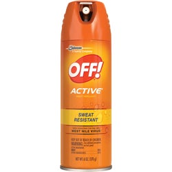 Item 710458, OFF! Active sweat resistant protection keeps biting insects away.