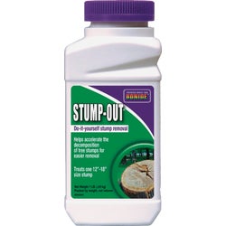 Item 711787, Stump Out is an easy, chemical way to remove stumps.