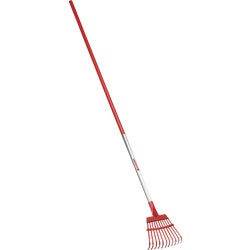 Item 711975, This shrub rake has tempered spring steel for greater durability and long 