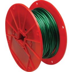 Item 716031, Green vinyl-coated iron cable. Ideal for clotheslines. 1/16-inch diameter.