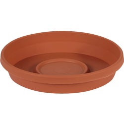 Item 717355, Deep classic saucer that complements poly flower pots.