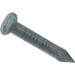 Item 717983, Thick, flat head, made of hardened steel and fluted shank to aid in driving
