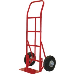 Item 723746, Hand truck featuring steel frame construction with flow back handle.
