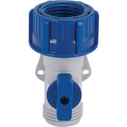 Item 725433, Poly hose shutoff valve. Controls water flow for faucet or hose end use.