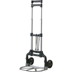 Item 731523, Aluminum frame with telescoping handle. Folds flat for easy storage.