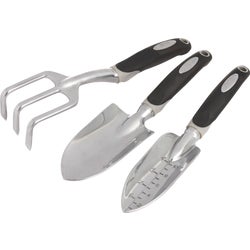 Item 741286, Deluxe garden hand tool set consists of a trowel, cultivator, and 