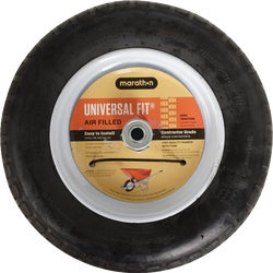 Item 743129, Universal fit polyurethane pneumatic wheelbarrow tire comes with a 3 In.