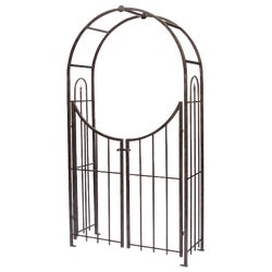 Item 743532, Arched top garden arbor with gate.