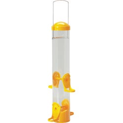 Item 743983, Poly tube finch feeder. Features 6 feeding ports. Will hold 1.