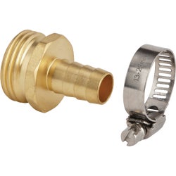 Item 744136, Brass hose mender with stainless steel clamp and washer to repair or 