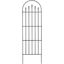 Item 746816, Durable metal garden trellis. Features French arch design with finials.