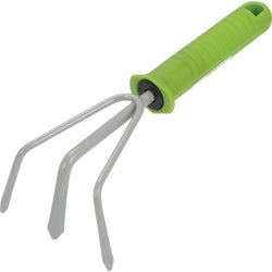 Item 750075, Green plastic handle, gray-coated tines, 9" overall length