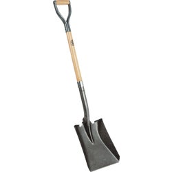 Item 755877, Square point, hollow back garden shovel with 16-gauge, gray powder-coated 