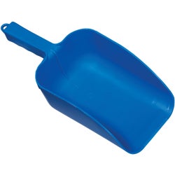 Item 755893, Rust and dent-free, a plastic feed and seed scoop.