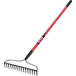 Item 757602, Tru Tough welded bow rake with 16 tines. Head size: 15.5 In. 54 In.