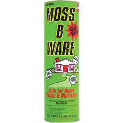 Item 759316, Moss-B-Ware controls moss on roofs, patios, decks, driveways, and walkways