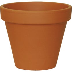 Item 765651, Standard clay flower pot. Features a single drain hole in the bottom.