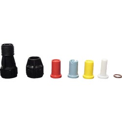 Item 766969, Replacement fan kit includes 3 color coded nozzles (red 0.25 gpm, blue 0.