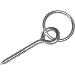 Item 769600, Zinc-plated steel construction hitch ring with screw eye.
