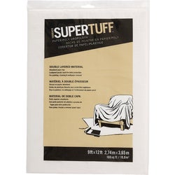 Item 770973, Trimaco's SuperTuff Paper/Poly drop cloth is made of white tissue laminated