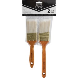 Item 771324, Set includes 2 In. angled paint brush and 3 In. flat brush.