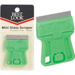 Item 772033, Neon, pocket-size Celcon plastic scraper has a single edge razor blade.