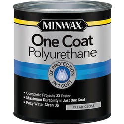 Item 772179, One Coat Polyurethane lets you complete projects 3 times faster and 