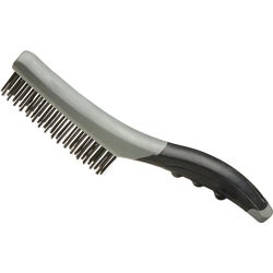 Item 772300, Wire brush is designed for comfort with ergonomic rubber handle.