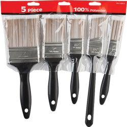 Item 772340, 5-piece economy polyester paint brush set includes: 1 In. flat brush, 1.