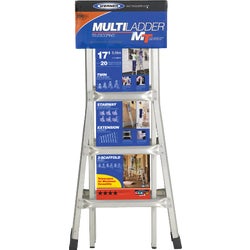 Item 772436, A sturdy aluminum telescoping-designed ladder provides maximum versatility 