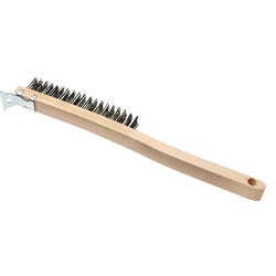 Item 772464, Long handle wire brush with metal scraper for removing rust and flaking, 