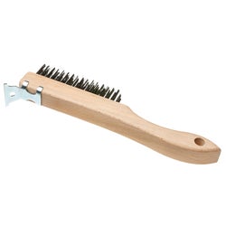 Item 772495, Shoe handle wire brush with metal scraper for removing rust and flaking, 