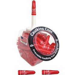 Item 781680, Thick, flexible vinyl caulking cap grips snuggly to the nozzle to keep 