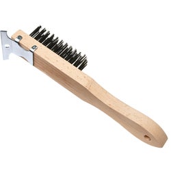 Item 781985, Heavy-duty straight handle wire brush with metal scraper for removing rust 