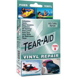 Item 800195, Tear-Aid is a unique elastic, airtight, and watertight repair patch.