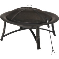 Item 800641, Round fire pit with decorative steel bowl.