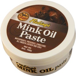 Item 800724, Fiebing's mink oil paste is a natural byproduct that softens, preserves, 