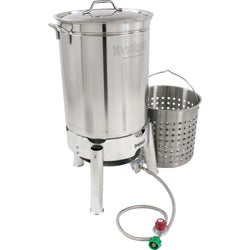 Item 801903, Stainless steel boiler/steamer outdoor cooker kit has a high-pressure 