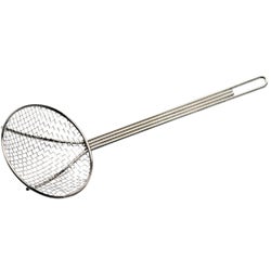 Item 802983, Bayou Classic nickel-plated mesh skimmer is ideal for preparing large food 